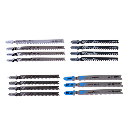 Bosch GST 18 V-LI S Akku Stichsäge 18V + Stichsägeblatt Set 15tlg. + 1 x Akku 2,0Ah + L-Boxx - ohne Ladegerät