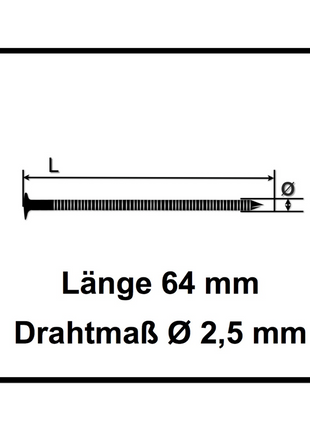 Bostitch IC70-1-E Druckluft Coilnagler CT38-70mm 4,9-7,0bar + Coilnägel 2,5x64mm Ringschaft blank