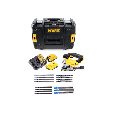 DeWalt DCS 331 N Akku Stichsäge + 2x Akku 2Ah + Ladegerät + Bosch-Stichsägeblatt Set + TSTAK
