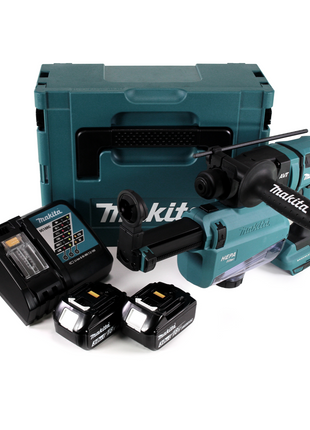 Taladro percutor a batería Makita DHR 182 RWFJ 18V 1.7J SDS-plus sin escobillas + 2x batería 3.0Ah + cargador + aspiración + Makpac