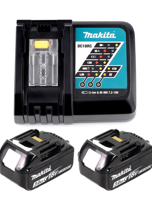 Taladro percutor a batería Makita DHR 182 RWFJ 18V 1.7J SDS-plus sin escobillas + 2x batería 3.0Ah + cargador + aspiración + Makpac