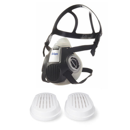 Dräger X-plore 3300 M Atemschutz Maske Halbmaske für Bajonettfilter Größe M + X-plore P3 R Partikelfilter 2 Stück Bajonettfilter  ( 6738011 )