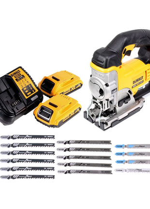 DeWalt DCS 331 D2 Akku Stichsäge 18V + 2x Akku 2,0Ah + Ladegerät + 15x Stichsägeblatt