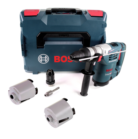 Bosch GBH 4-32 DFR Bohrhammer 900W 4,2J SDS-plus + Aufnahmeschaft SDS-plus + Steckdosen Bohrkrone M16 68mm + 82mm + L-Boxx