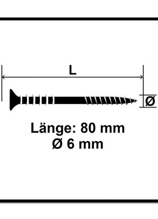 SPAX Justierschraube 6,0x80 mm 100 Stück ( 161010600803 ) Justiergewinde mit Halterillen Flachkopf T-STAR Plus 4Cut WIROX