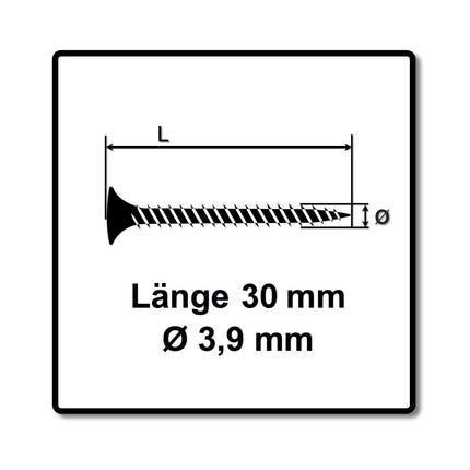 SPAX GIX-C Schnellbauschraube für Gipsfaser magaziniert 3,9x30mm Phosphatiert 1000 Stück ( 1791170390306 ) Vollgewinde, Spitzer Fräskopf, Kreuzschlitz H2, Nadelspitze