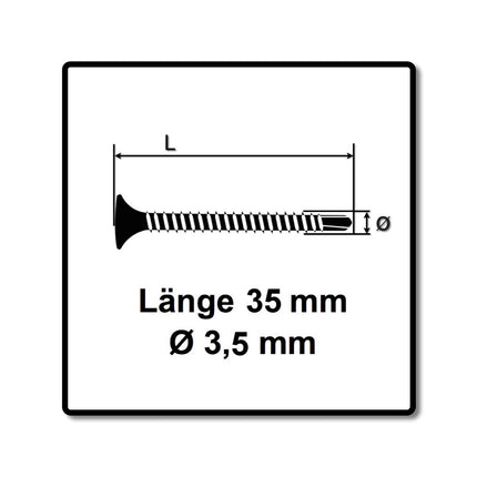 SPAX GIX-D Schnellbauschrauben 3,5x35mm Bohrspitze Phosphatiert 1000 Stück ( 1991170350356 ) Vollgewinde Trompetenkopf Kreuzschlitz H2