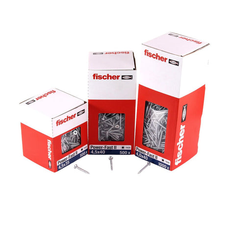 Fischer Power-Fast II FPF II tornillos para aglomerado 4,0x25 mm 200 piezas (670152) cabeza avellanada con rosca completa Torx, galvanizado, pasivado azul