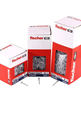 Fischer Power-Fast II FPF II Spanplattenschraube 4,0x30 mm 1000 Stück ( 670154 ) Senkkopf mit Torx Vollgewinde galvanisch verzinkt, blau passiviert