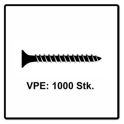 Fischer Power-Fast II FPF II Spanplattenschraube 4,0x35 mm 1000 Stück ( 670625 ) Senkkopf mit Torx Vollgewinde galvanisch verzinkt, blau passiviert