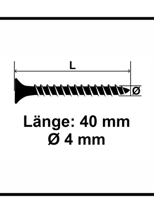 Fischer Power-Fast II FPF II Spanplattenschraube 4,0x40 mm 200 Stück ( 670159 ) Senkkopf mit Torx Vollgewinde galvanisch verzinkt, blau passiviert