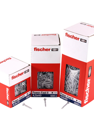 Fischer Power-Fast II FPF II Spanplattemschraube 4,5x30 mm 200 Stück ( 670256 ) Senkkopf mit Torx Vollgewinde galvanisch verzinkt, blau passiviert