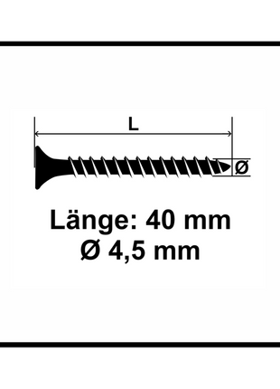 Fischer Power-Fast II FPF II Spanplattenschraube 4,5x40 mm 200 Stück ( 670260 ) Senkkopf mit Torx Vollgewinde galvanisch verzinkt, blau passiviert