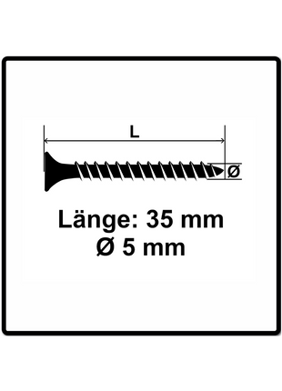 Fischer Power-Fast II FPF II Spanplattenschraube 5,0x35 mm 200 Stück ( 670352 ) Senkkopf mit Torx Vollgewinde galvanisch verzinkt, blau passiviert