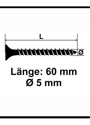 Fischer Power-Fast II FPF II Spanplattenschraube 5,0x60 mm 100 Stück ( 670360 ) Senkkopf mit Torx Vollgewinde galvanisch verzinkt, blau passiviert