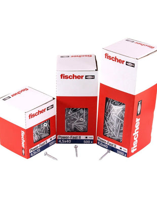 Fischer Power-Fast II FPF II tornillos para aglomerado 5,0x70 mm 200 piezas (670363) cabeza avellanada con rosca completa Torx, galvanizado, pasivado azul