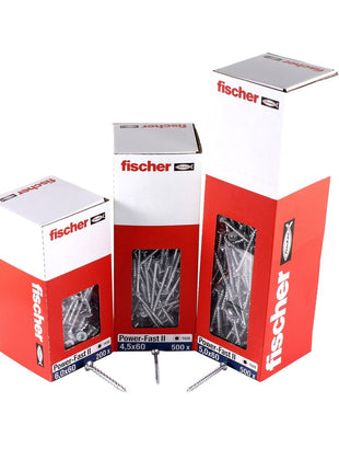 Fischer Power-Fast II FPF II Vis à bois aggloméré 4,5x80mm, Tête fraisée, Torx, Filetage partiel, Zingué et passivé bleu, 500 pcs. (670280)