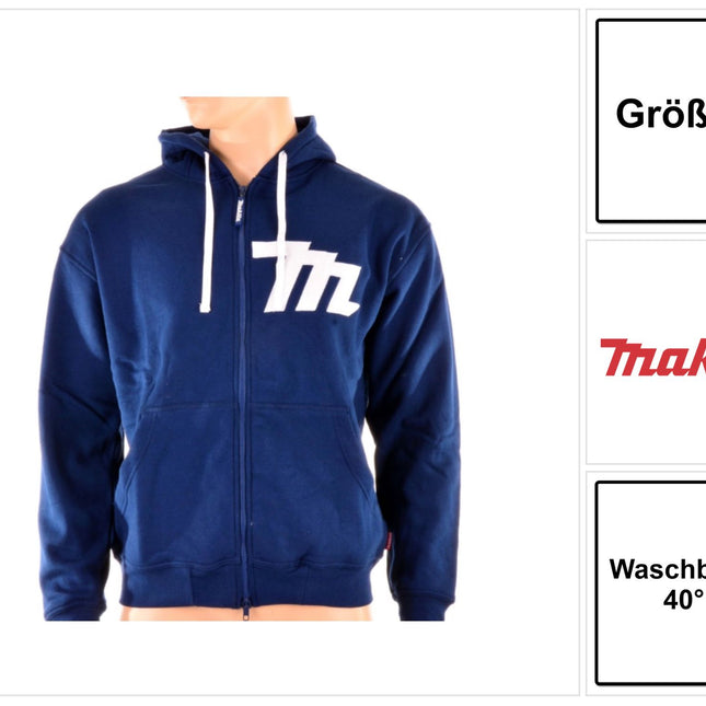 Makita Hoodie mit Reissverschluss Groesse L 98P145 Farbe Blau 0 - toolbrothers