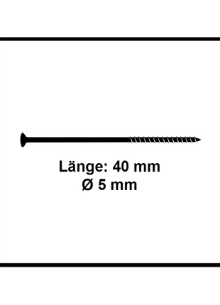 Fischer Power-Fast II FPF II Spanplattenschraube 5,0x40 mm 500 Stück ( 670373 ) Senkkopf mit Torx Teilgewinde galvanisch verzinkt, blau passiviert