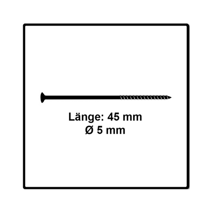 Fischer Power-Fast II FPF II Spanplattenschraube 5,0x45 mm 500 Stück ( 670375 ) Senkkopf mit Torx Teilgewinde galvanisch verzinkt, blau passiviert