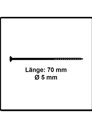 Fischer Power-Fast II FPF II Spanplattenschraube 5,0x70 mm 200 Stück ( 670381 ) Senkkopf mit Torx Teilgewinde galvanisch verzinkt, blau passiviert