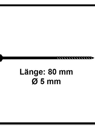 Fischer Power-Fast II FPF II Spanplattenschraube 5,0x80 mm 100 Stück ( 670382 ) Senkkopf mit Torx Teilgewinde galvanisch verzinkt, blau passiviert