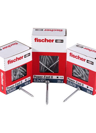 Fischer Power-Fast II FPF II Spanplattenschraube 6,0x120 mm 100 Stück ( 670460 ) Senkkopf mit Torx Teilgewinde galvanisch verzinkt, blau passiviert