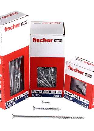 Fischer Power-Fast II FPF II Spanplattenschraube 6,0x160 mm 100 Stück ( 670464 ) Senkkopf mit Torx Teilgewinde galvanisch verzinkt, blau passiviert