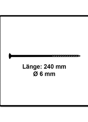 Fischer Power-Fast II FPF II Spanplattenschraube 6,0x240 mm 50 Stück ( 670469 ) Senkkopf mit Torx Teilgewinde galvanisch verzinkt, blau passiviert