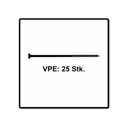 Fischer Power-Fast II FPF II Spanplattenschraube 6,0x300 mm 25 Stück ( 670474 ) Senkkopf mit Torx Teilgewinde galvanisch verzinkt, blau passiviert
