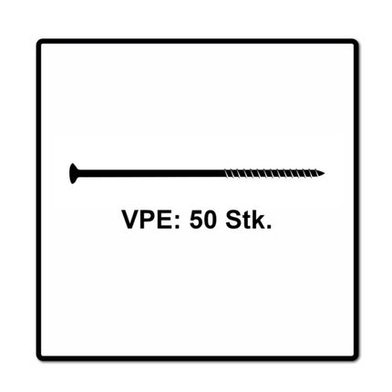 Fischer Power-Fast II FPF II Spanplattenschraube 6,0x300 mm 50 Stück ( 670475 ) Senkkopf mit Torx Teilgewinde galvanisch verzinkt, blau passiviert