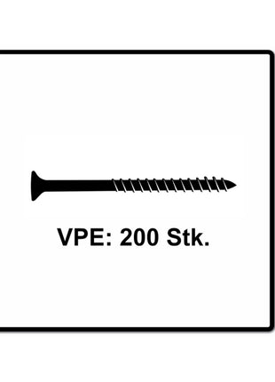 Fischer Power-Fast II FPF II Spanplattenschraube 6,0x40 mm 200 Stück ( 670476 ) Senkkopf mit Torx Teilgewinde galvanisch verzinkt, blau passiviert