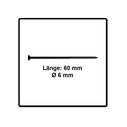 Fischer Power-Fast II FPF II Spanplattenschraube 6,0x60 mm 100 Stück ( 670481 ) Senkkopf mit Torx Teilgewinde galvanisch verzinkt, blau passiviert