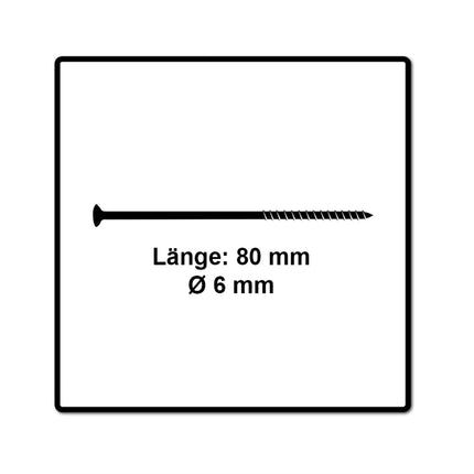 Fischer Power-Fast II FPF II Spanplattenschraube 6,0x80 mm 100 Stück ( 670485 ) Senkkopf mit Torx Teilgewinde galvanisch verzinkt, blau passiviert
