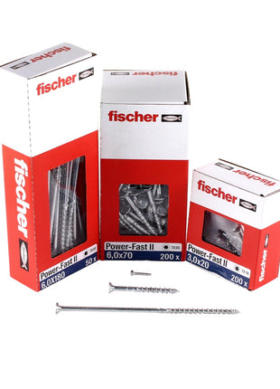 Fischer Power-Fast II FPF II Spanplattenschraube 6,0x90 mm 100 Stück ( 670487 ) Senkkopf mit Torx Teilgewinde galvanisch verzinkt, blau passiviert