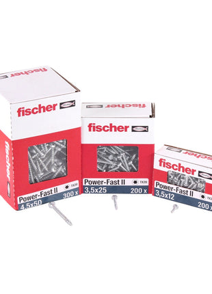 Fischer Power-Fast II FPF II Spanplattenschraube 3,0x25 mm 200 Stück ( 670059 ) Pan Head mit Torx Teilgewinde galvanisch verzinkt, blau passiviert