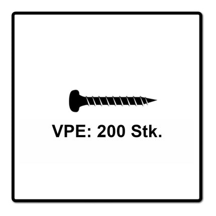 Fischer Power-Fast II FPF II Spanplattenschraube 4,0x15 mm 200 Stück ( 670233 ) Pan Head mit Torx Vollgewinde galvanisch verzinkt, blau passiviert