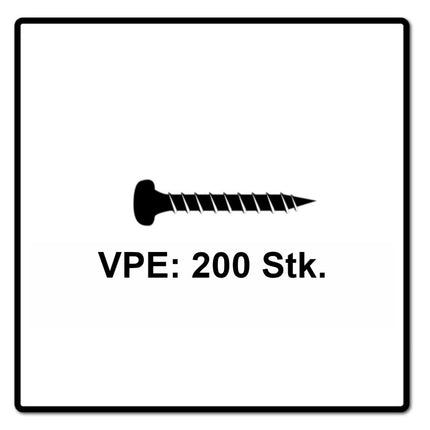 Fischer Power-Fast II FPF II Spanplattenschraube 4,5x40 mm 200 Stück ( 670332 ) Pan Head mit Torx Vollgewinde galvanisch verzinkt, blau passiviert