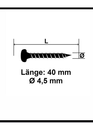 Fischer Power-Fast II FPF II Spanplattenschraube 4,5x40 mm 200 Stück ( 670332 ) Pan Head mit Torx Vollgewinde galvanisch verzinkt, blau passiviert