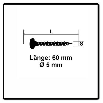 Fischer Power-Fast II FPF II Spanplattenschraube 5,0x60 mm 100 Stück ( 670440 ) Pan Head mit Torx Vollgewinde galvanisch verzinkt, blau passiviert