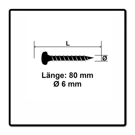 Fischer Power-Fast II FPF II Spanplattenschraube 6,0x80 mm 50 Stück ( 670534 ) Pan Head mit Torx Teilgewinde galvanisch verzinkt, blau passiviert