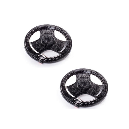 Hantelstange Trizeps/Bizeps Trainer Set 85cm + 4x Hantelscheiben Guss Eisen (2x 10,0 kg + 2x 5,0 kg)