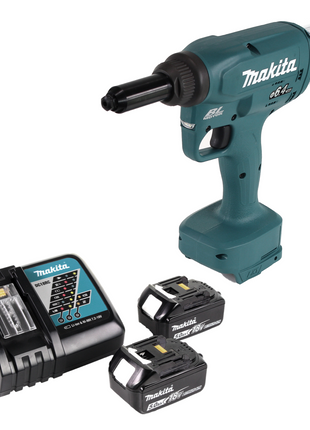 Makita DRV 250 RT remachadora ciega a batería 18V 20kN sin escobillas + 2x batería 5.0Ah + cargador