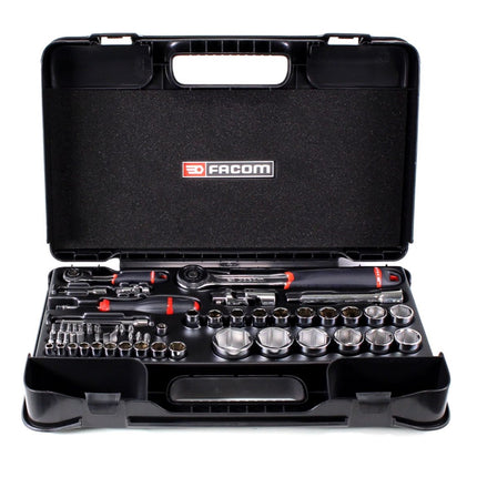 Facom Set Drehmomentschluessel 1/2" 60 - 340Nm ( S.208-340 )  + 55 tlg. Steckschlüssel Satz 1/4" + 1/2" ( RS.161-2 )