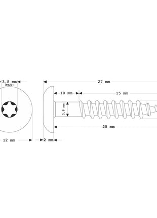 Meisterling Fassaden Schrauben 4,8x25 mm 100 Stück ( 010020000011 ) 12 mm Flachkopf anthrazit mit Torx Teilgewinde V2A Edelstahl