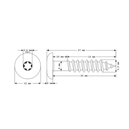 Meisterling Fassadenschrauben 5,5x25 mm 100 Stück ( 010030000031 ) 12 mm Flachkopf dunkelbraun mit Torx Teilgewinde V4A Edelstahl