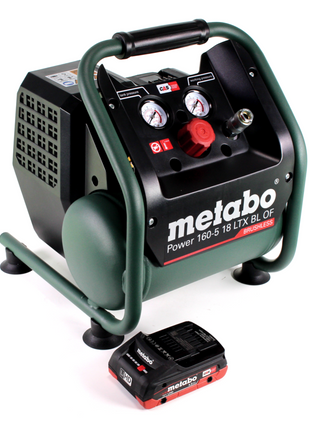 Compresor de batería Metabo Power 160-5 18 LTX BL OF 18 V 8,0 bar sin escobillas + 1x batería LiHD 4,0 Ah - sin cargador