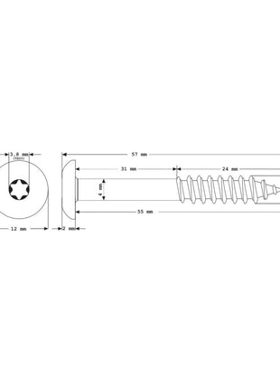 Meisterling Fassadenschrauben 5,5x55 mm 100 Stück ( 010030000451 ) 12 mm Flachkopf oxidrot mit Torx Teilgewinde V4A Edelstahl