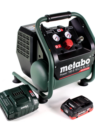 Kompresor akumulatorowy Metabo Power 160-5 18 LTX BL OF 18 V 8,0 bar bezszczotkowy + 1x akumulator LiHD 4,0 Ah + ładowarka