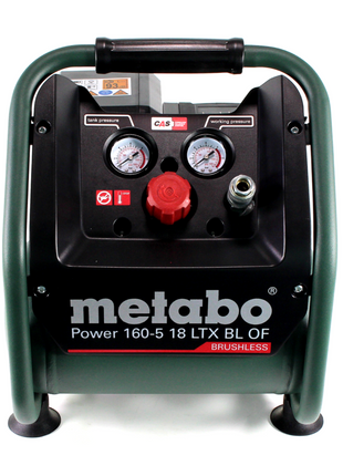 Metabo Power 160-5 18 LTX BL OF Akku Kompressor 18 V 8,0 bar Brushless + 2x LiHD Akkupack 4,0 Ah + Ladegerät